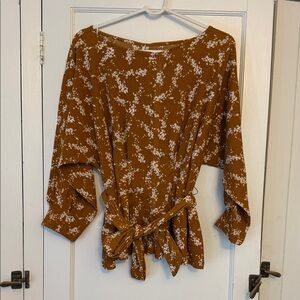 Anthropologie Brown Floral Blouse